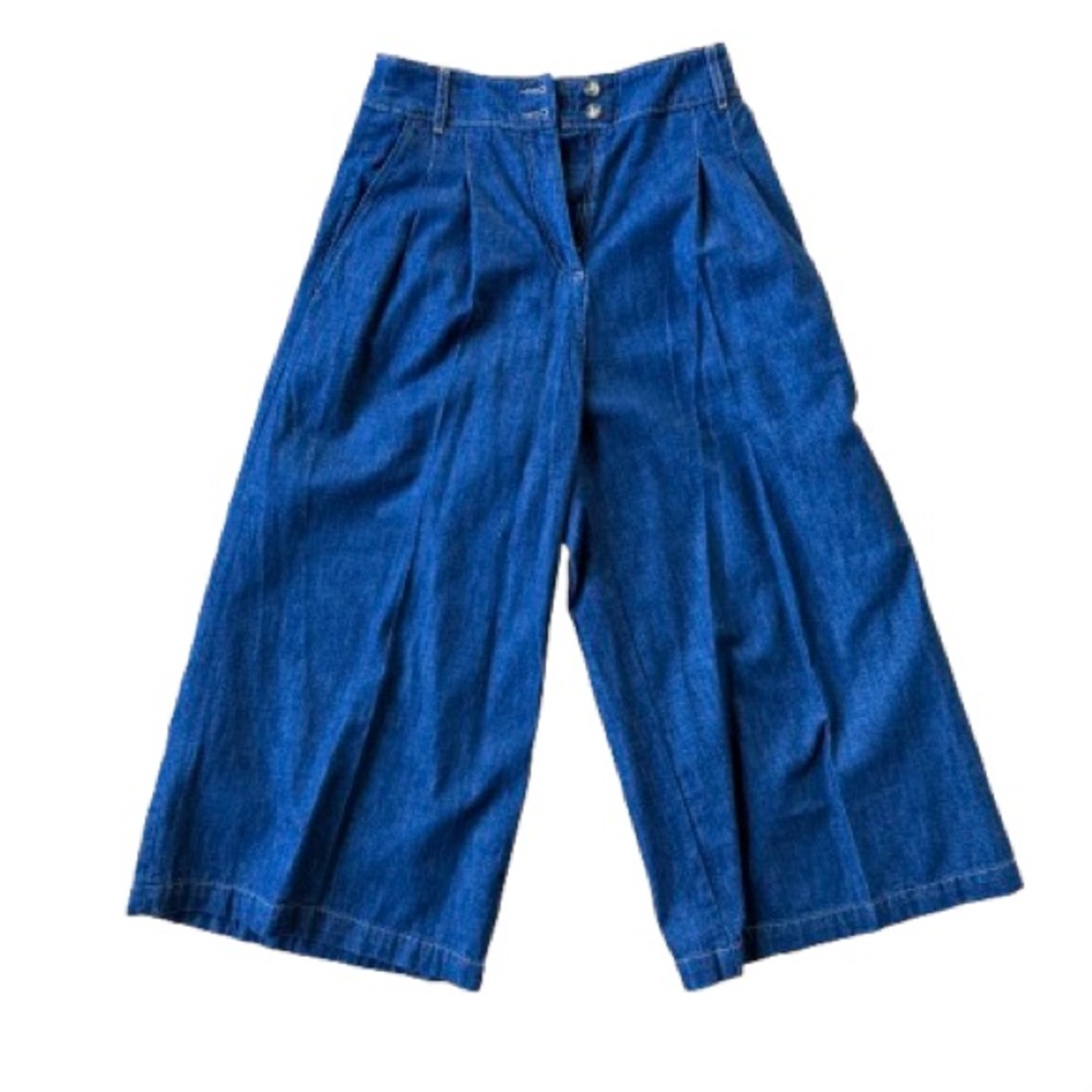 Vanessa Bruno wide-Leg pleated Blue Denim Jeans.